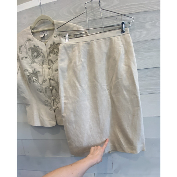 ADRIANNA PAPELL Skirt Suit Womens Size 12 Linen Blend Vintage Lightweight NWTF - Picture 14 of 15